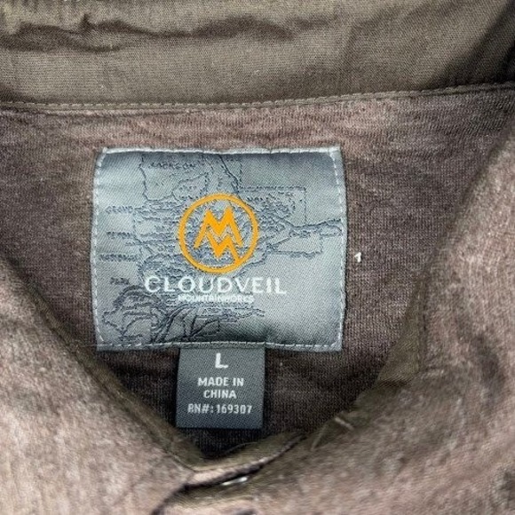 NWT Cloudveil Quilted Shacket Mens L Large BROWN Jacquard Knit Shirt Jacket Snap - Picture 6 of 9